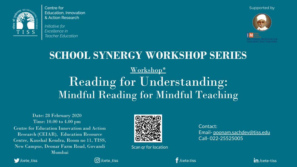 cete_tiss's tweet image. Calling all #LanguageEducators ! A workshop to help participants look at #readingcomprehension as more than just decoding. Our faculty will demonstrate innovative #strategiesforteachinglanguage @TISSpeak @jennifer_ktg @nishevita @Anusha_R_ @Edurafi @SadaqatMulla