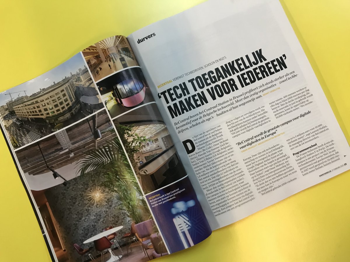 Today in Trends magazine! Our CEO Laurent Hublet explains what BeCentral is and how BeCentral makes tech accessible to everyone. #tech #campus #digitalcampus #education #techeducation trends.knack.be/economie/magaz…
