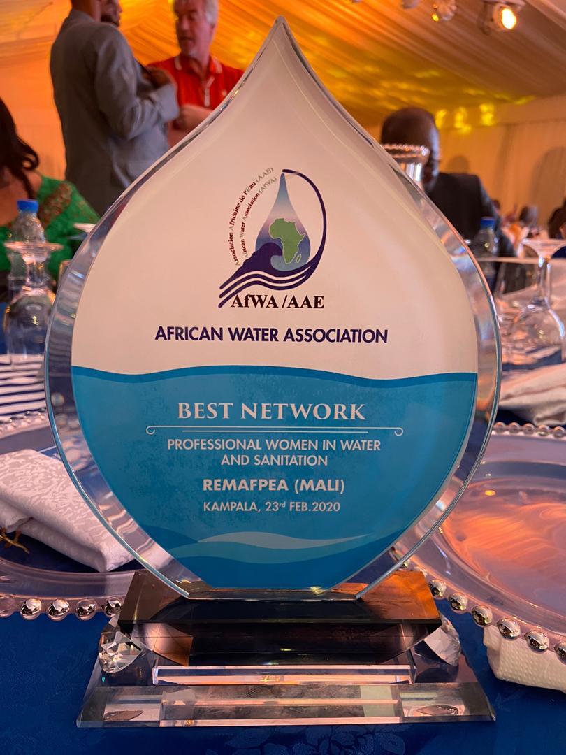 WorldWaternet's tweet photo. Congratulations to our Malian partner @SOMAGEPSA for winning the well-deserved "Best Network of Professional Women in Water and Sanitation" award from @AfWA_AAE @AfwaUg2020 #afwaug2020 @IWAHQ @amcowafrica #SDG5 #genderequality https://t.co/sA8xvXV1yc