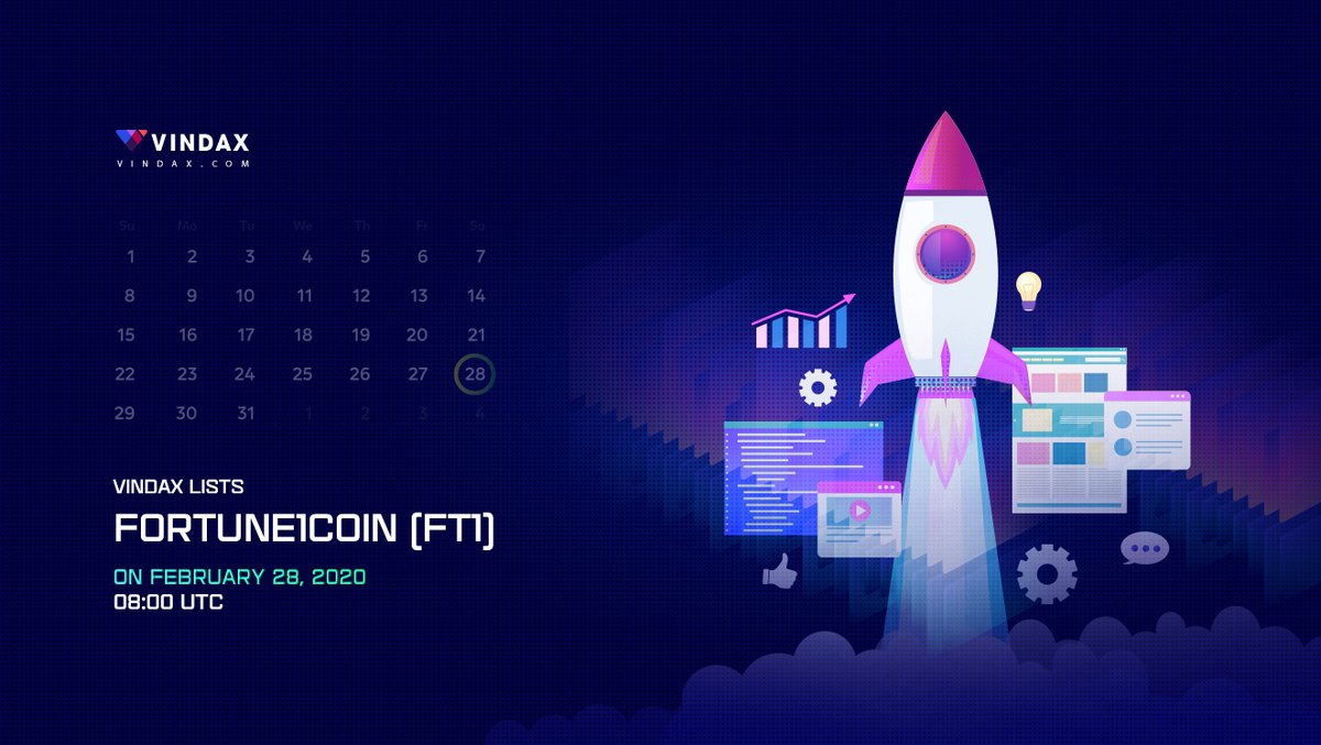 VinDAXOfficial's tweet image. VinDAX Lists Fortune1Coin @Fortune1Coin(FT1) on 2020/02/28 08:00 UTC

VinDAX will open trading for FT1/ETH, FT1/BTC, FT1/USDT, FT1/VD trading pairs on 2020/02/28 08:00 UTC. 

Read full news at: vindax.com/faq/vindax-lis…
