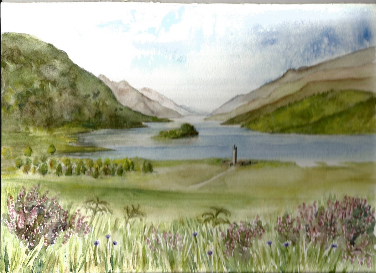 A watercolour I painted of the Glenfinnan monument with Loch Shiel in the background - beautiful Scotland.

The Glenfinnan Monument was erected in 1815, in tribute to the Jacobite clansmen who fought and died in the cause of Prince Charles Edward Stuart - my heroes.
🏴󠁧󠁢󠁳󠁣󠁴󠁿🏴󠁧󠁢󠁳󠁣󠁴󠁿🏴󠁧󠁢󠁳󠁣󠁴󠁿