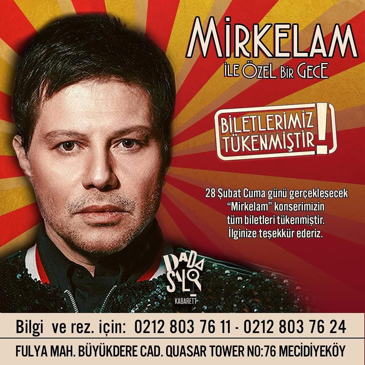 28 Şubat Cuma Günü <a href="/dadakabarett/">Dada Salon Kabarett</a> sahnesinde gerçekleşecek olan konserimize göstermiş olduğunuz ilgi için teşekkür ederiz...