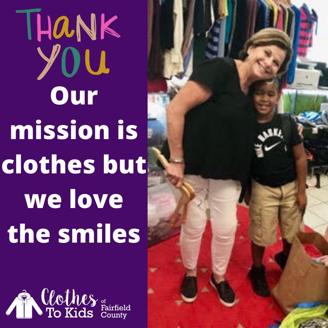 Thx to the amazing kids that use our services for always brightening our day with their smiles. Help us create smiles on the faces of kids in need by making a $10+ donation today, ow.ly/X8pg50yx8gJ

 #FairfieldCountyGives #ClotheaChildChangeaLife