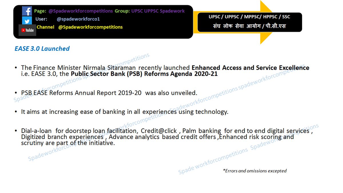 #UPSC #UPPSC #currentAffairs #GeneralStudies #ias #Civilservices #economics #PSB #publicsectorBankreform #digitalbanking #dialaloan #creditatclick #palmbanking #Risks #Analytics #Digitizedbankbranches #banks #EASE3.0
#EnhancedAccessandServiceExcellence