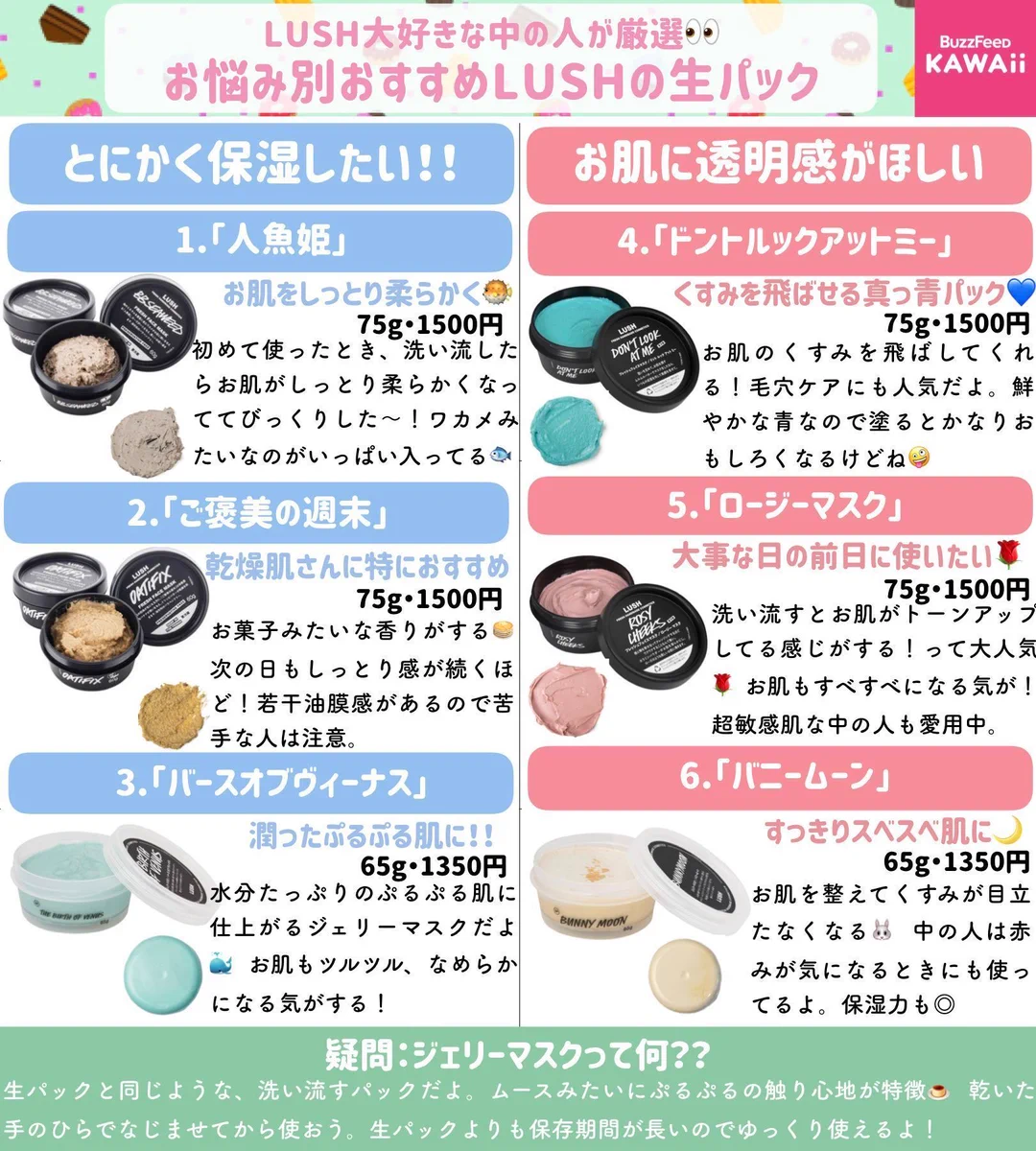 LUSHの洗い流すパック！悩み別のオススメパックをご紹介します！