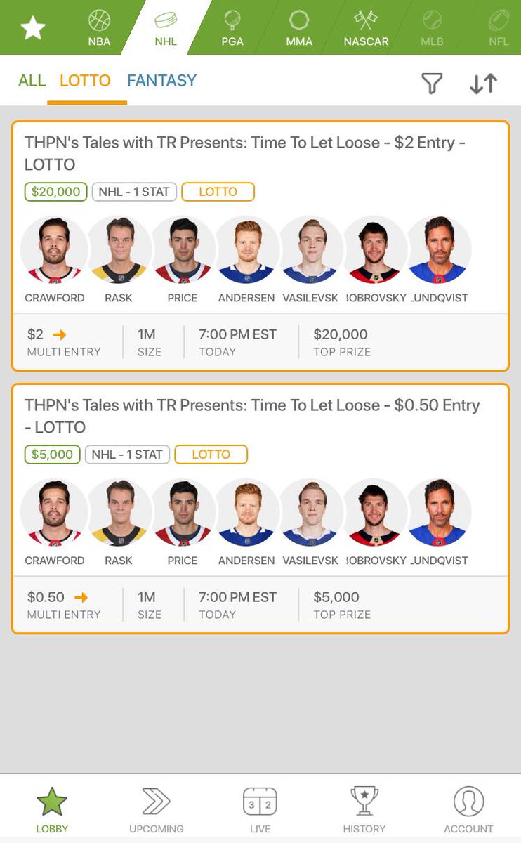 Hockeypodnet's tweet photo. The Hockey Podcast Network presents:
💰 @PlayLine NHL DAILY LOTTO 💰
- How To Play 👇
➡️ go to: https://t.co/vtOxZiRKFv
➡️ create account w. promo THPN
➡️ deposit min. $5 -> receive $20 FREE
➡️ correctly predict the # of goalie saves
#HockeyTwitter
#Playline
#Lotto
#THPN🏒 https://t.co/rX9XfqRwpH