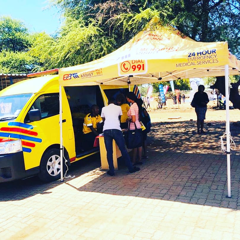 ea991_botswana's tweet photo. Our Francistown base is at the career clinic to offer emergency medical services should the need arise.
#EA991 #EventEMS https://t.co/tUeaQwGeJy
