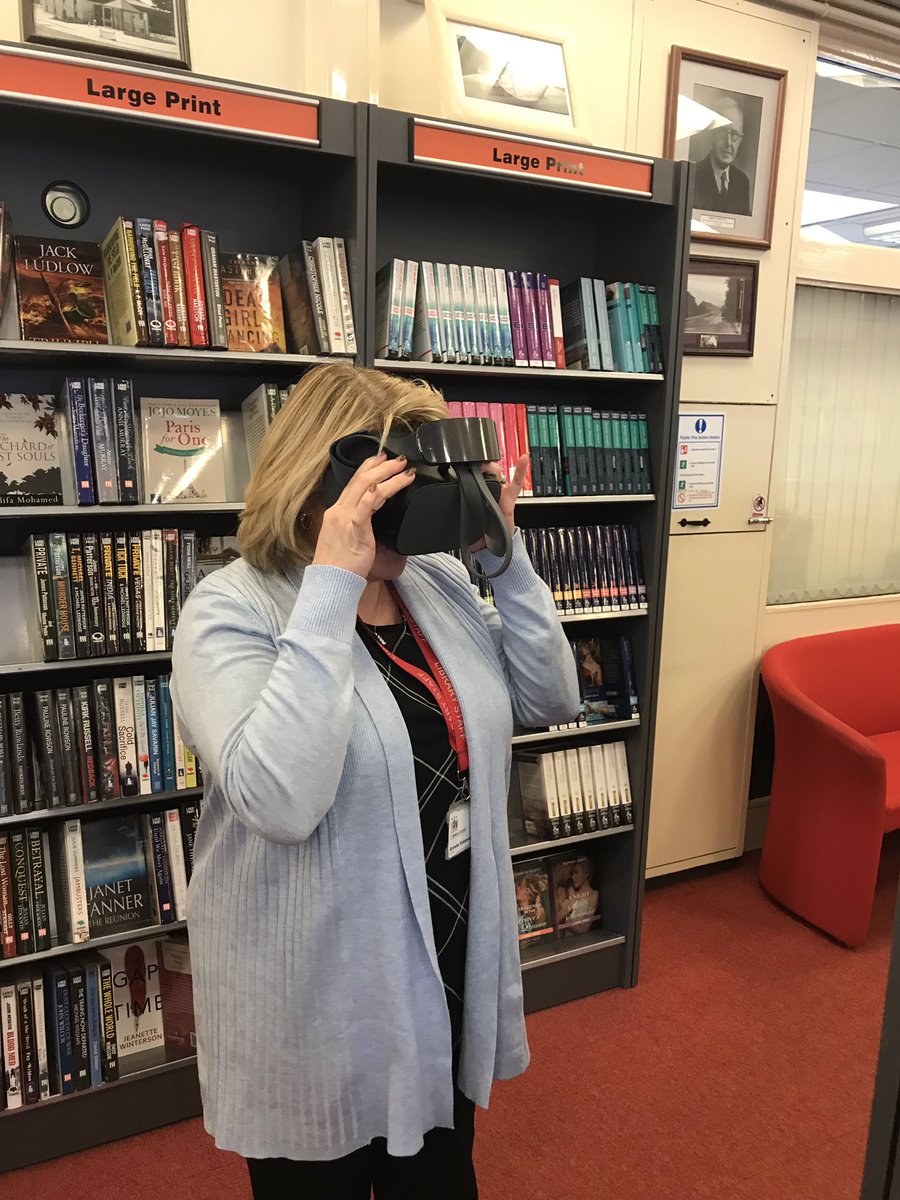 MandiB_'s tweet photo. There’s still time to visit @STHLibraries #HaydockLibrary today to try out the #virtualreality headset with Pete Fletcher and his heritage project Now,Then. Come and see the virtual view from the library roof pyramid! https://t.co/vSVr0ut1RZ