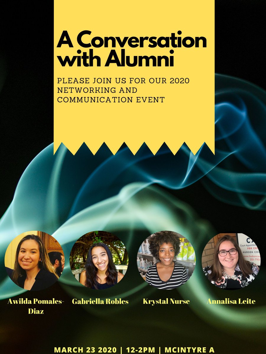 Join the Communication Department on March 23rd 12-2pm! 
Hear stories from Saint Peter's Alum and network. Lunch will be served. #peacocks #makeyourmark #networking