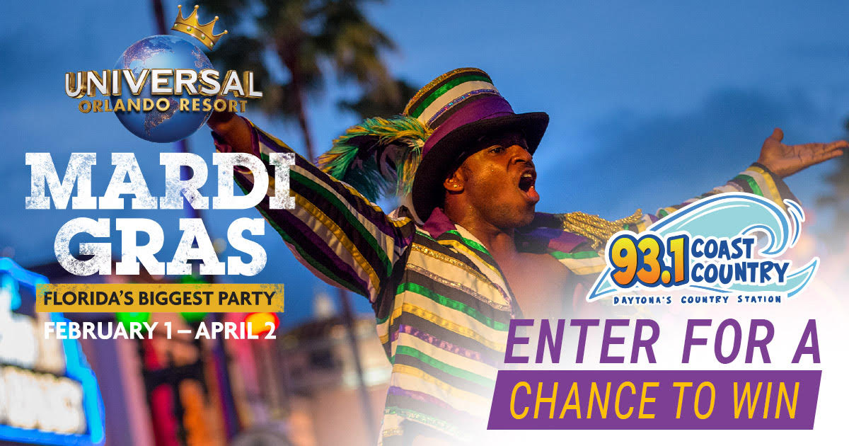 931Coast's tweet photo. 93.1 Coast Country has your chance to experience the Mardi Gras like never before, with tickets to Universal Studios Florida and Universal’s Islands of Adventure (with complimentary parking). No Pur. Nec. 18+. Ends 03/22/20. Rules &amp; entry @ https://t.co/IjozLSBqtd @UniversalORL https://t.co/ahX4eLe9eY