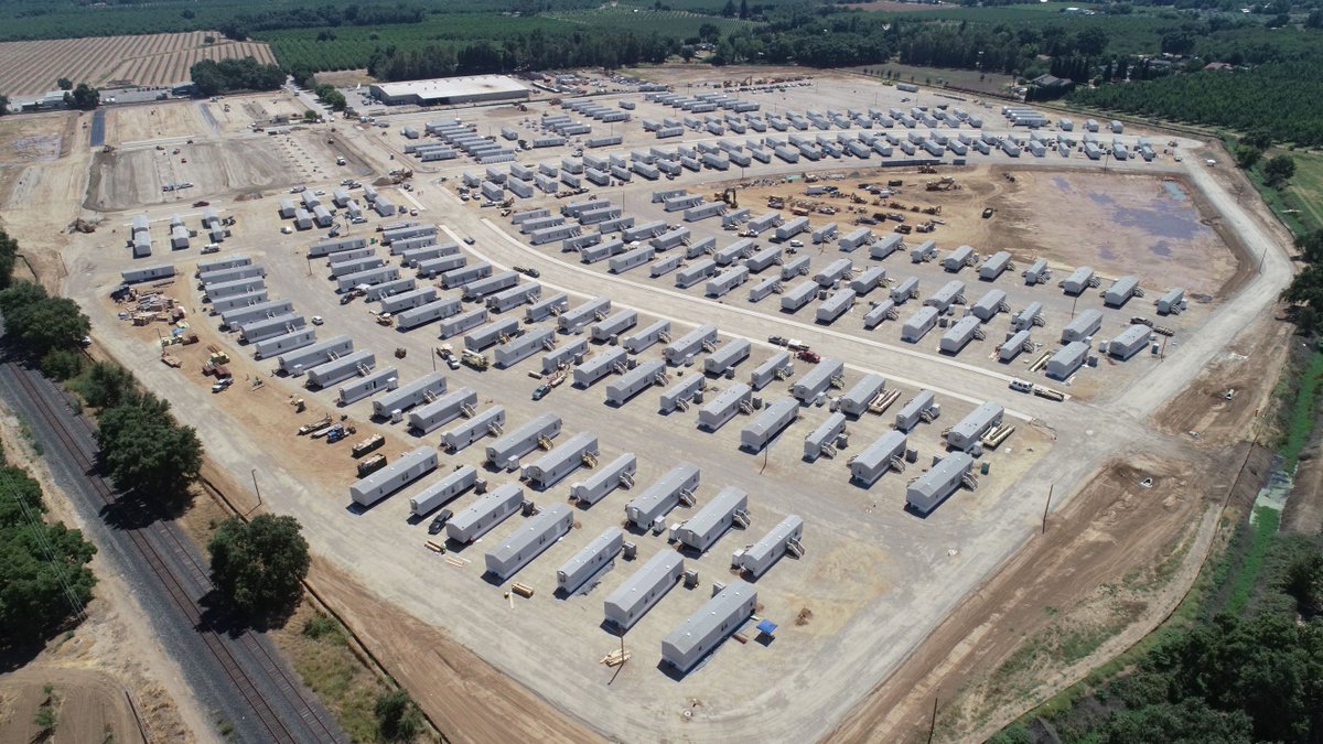 Pictured: a FEMA Mobile Housing Unit community set up to aid the families of Paradise, CA after the devastating 2019 fires. The work FEMA does to help Americans in times of need is astounding &amp; we're proud to supply custom NFPA 13D pump &amp; tank units for these MHU homes.