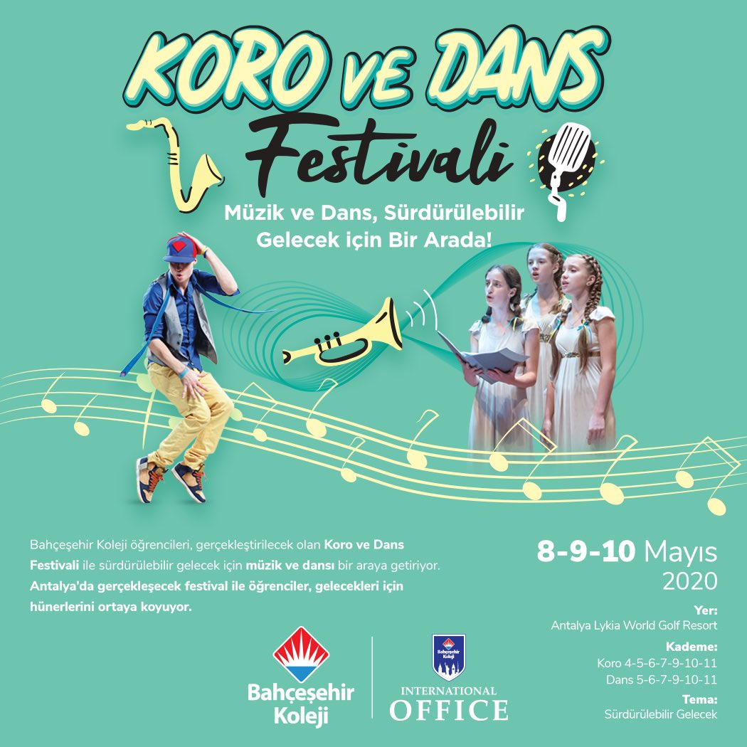 Karo ve Dans Festivali, 4, 5, 6, 7, 9, 10 ve 11. Sınıf öğrencilerimizin katılımıyla, 08-10 Mayıs 2020 tarihleri arasında Antalya’da gerçekleşecektir. Son başvuru tarihi 15 Mart 2020 olan etkinliğimize kayıt ve başvuru için; bahcesehirgezi.com/program-ve-gez…