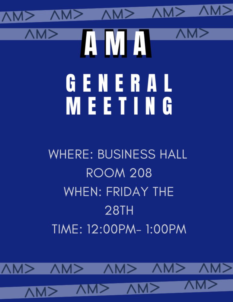 RowanAMA's tweet image. Meeting tomorrow at 12PM in the business hall room 208 hope to see everyone there!🦉