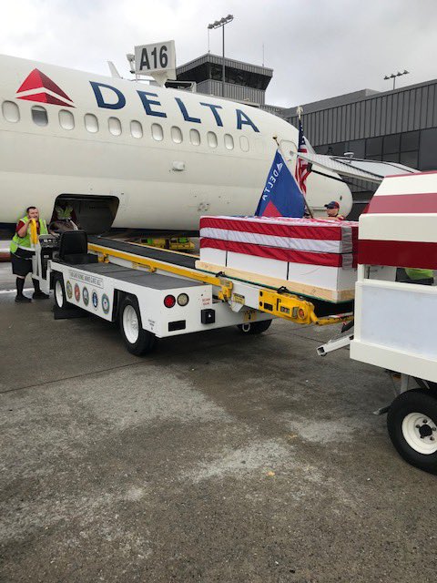 K_Haggerty's tweet photo. Thank you to @Delta and @ATLairport for making my mom, Susan Haggerty’s final flight on Tuesday, February 25th, a great one. A Delta Flight Attendant since 1978 is resting peaceful with her newest set of wings! #DeltaAirlines #DeltaFA #FlightCrew #SkySister #FlightAttendant https://t.co/3fmVN8rxLF