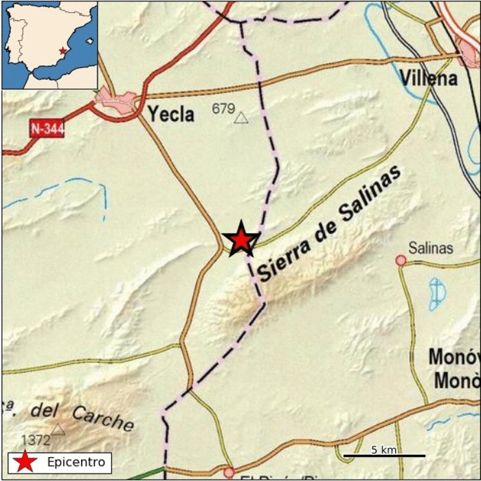 Un temblor se deja notar en el término municipal de Yecla