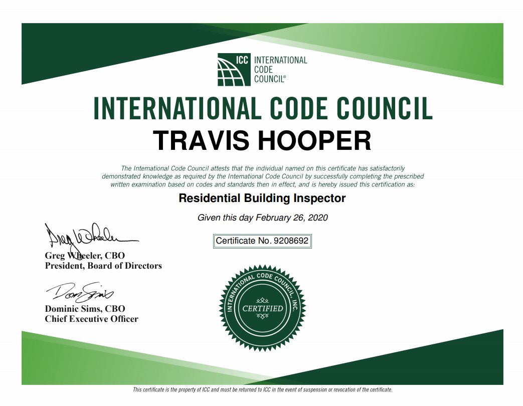 Homeinspect281's tweet photo. I've know the code, I've looked them up more times than I can remember and now I can quote them in my inspection reports. Just passed my International Code Council (ICC) Building Inspector (B1) Exam on the first try. https://t.co/fu437GDxia