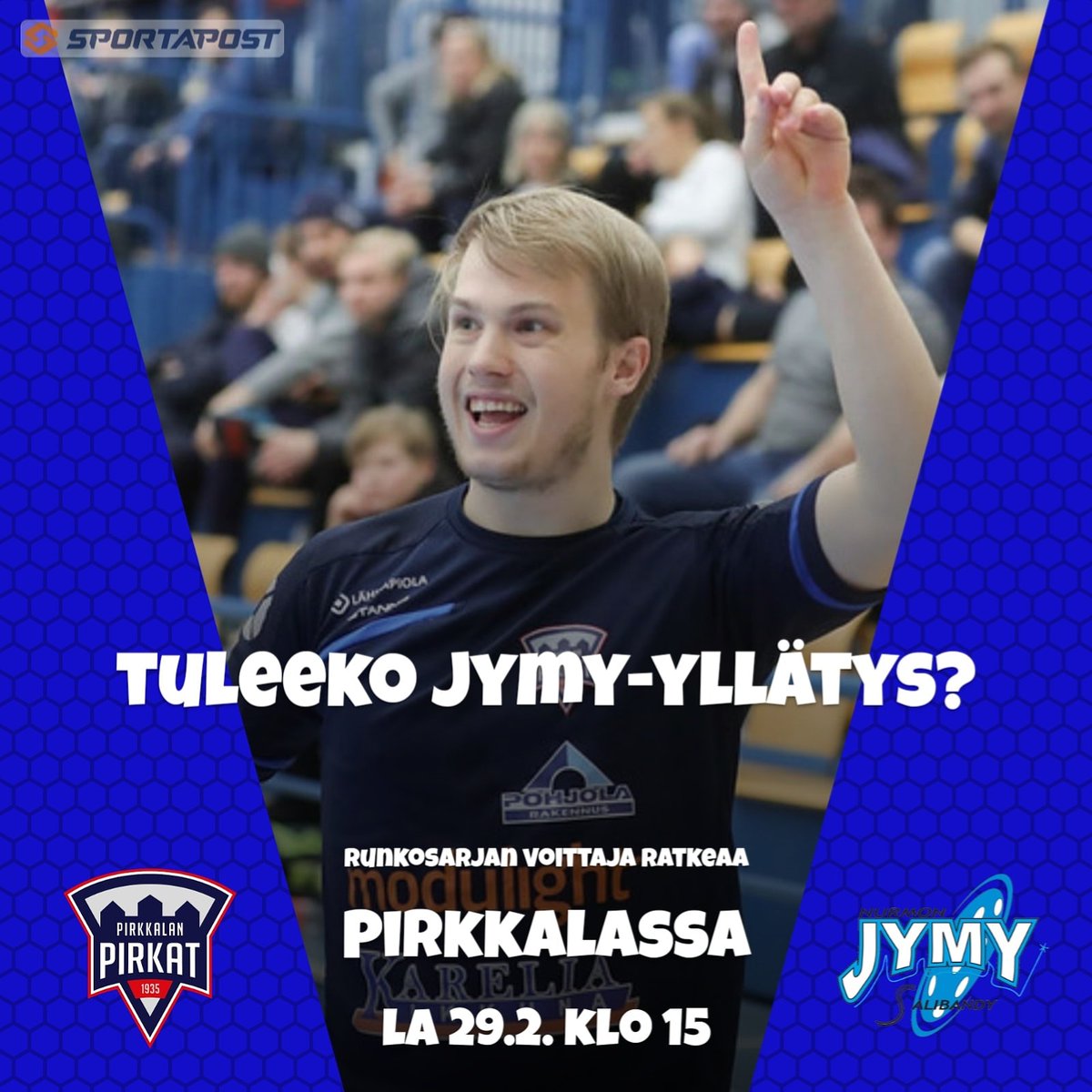 PirkkalanPirkat's tweet photo. Välttämättä ei kauden alussa mielessä käynyt, että runkosarjan päätteeksi päästään kotikentällä pelaamaan runkosarjan voitosta, mutta kiva näin! Lauantaina klo 15. Tervetuloa @NJSalibandyM1 Pirkkalaan! #salibandy #Divari #Oxdog https://t.co/w3ssFj6hsR
