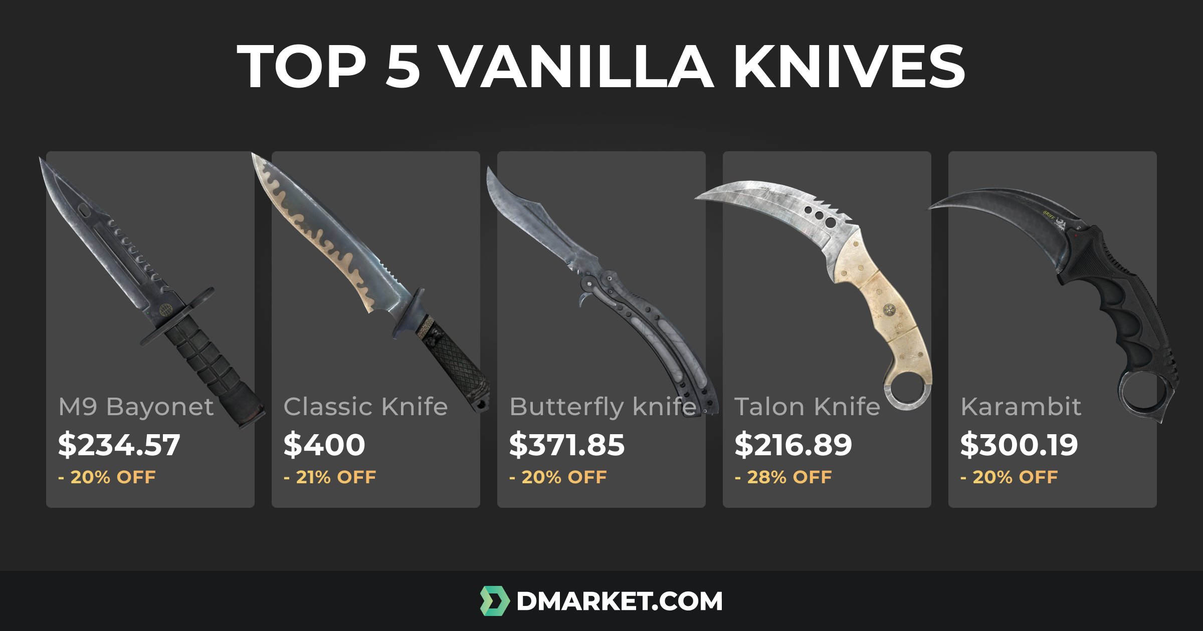 der enkel krabbe DMarket on Twitter: "Vanilla knives in #CSGO have no patterns, look clean  and nice. Their float value doesn't affect their appearance. This is why a  lot of gamers choose these skins. Do