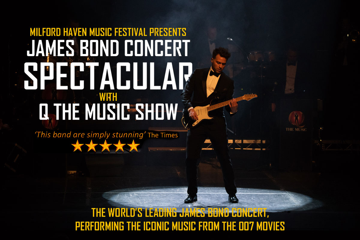 TorchTheatre's tweet photo. Celebrating six decades of music from the James Bond movies, @MilfordMusic presents a #JamesBond Concert Spectacular with @QTheMusicShow, at the Torch Theatre on Saturday 007 March. Book your seats here: https://t.co/SJjaGGX5UH  #VisitMilfordHaven #PembrokeshireInspired https://t.co/FOc3QvElh8