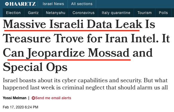 Incroyable : une faille informatique a exposé l'identité de milliers d'agents secrets israéliens