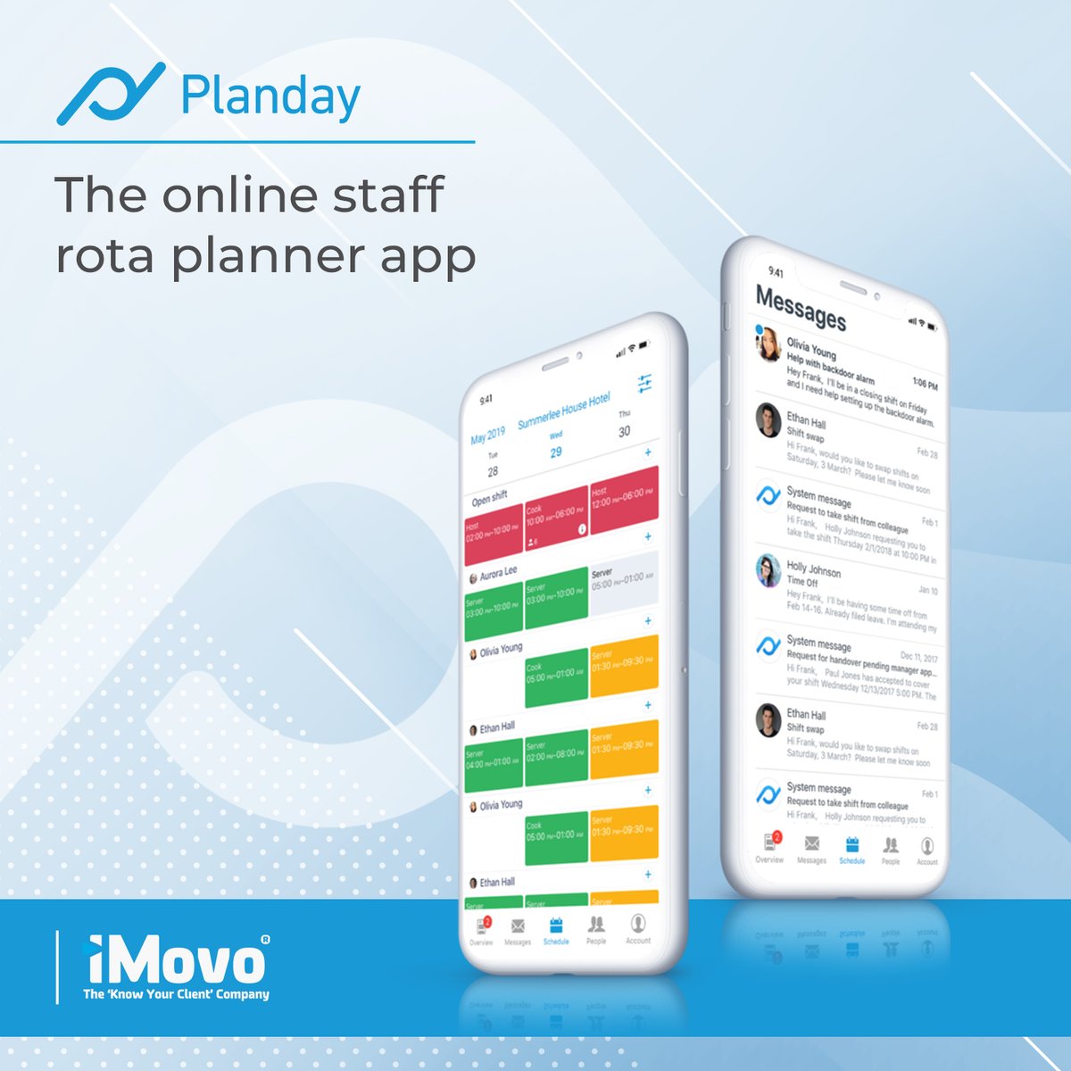 iMovo_Malta's tweet photo. Boost company efficiency and reduce time spent on planning and scheduling. @Planday allows you to streamline communication within your organisation irrespective of your size and industry. To learn more visit https://t.co/j5fzXCzMuG or send us an email on info@imovo.com.mt
#imovo https://t.co/G2EcQEbApu