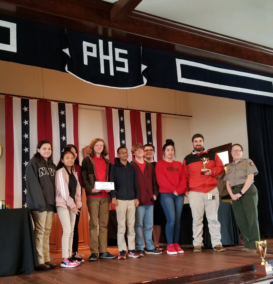 Please join us in congratulating our 1st Place Academic Bowl winners Freedom Middle School (Blue Shirts) and our 2nd place winners Oak Hill Middle (red shirts)! Thank you both for coming out and doing such a great job! We hope to see such a great turnout again next year.