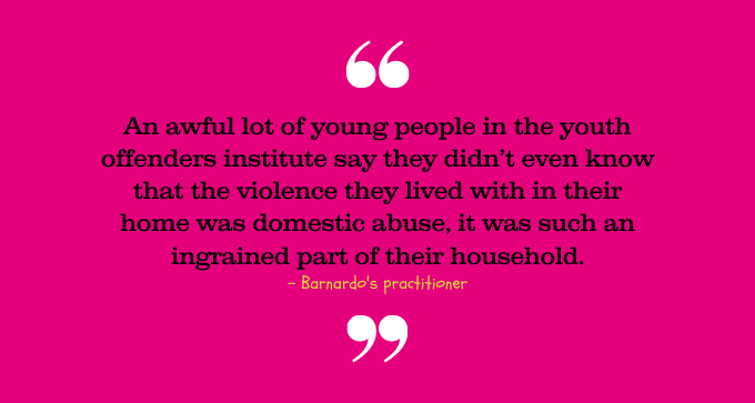 barnardos's tweet photo. 25% of boys and 40% of girls in custody report suffering violence at home. One of our practitioners shares how children are the hidden victims of #DomesticAbuse. #NotJustCollateralDamage https://t.co/nvBINuaP7c
