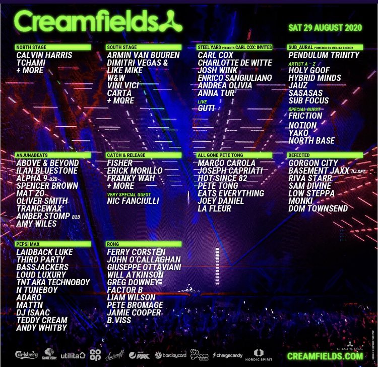 2020 Creamfields lineup 