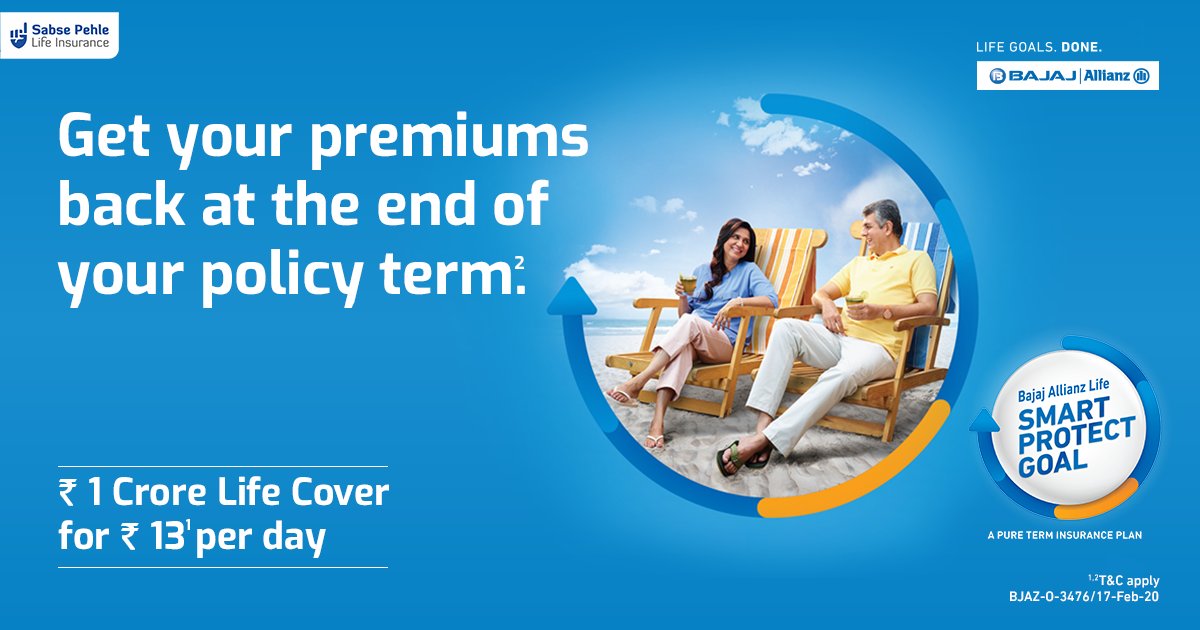 bajajlife_in's tweet photo. With Bajaj Allianz Life Smart Protect Goal opt for the return of premium option and get your premiums back at Maturity*. Get a smart back-up for your #LifeGoals. Click to know more: https://t.co/kBrRfZ3UXK.

#SmartProtectGoal #LifeInsurance #TermInsurance #TaxDeduction #Savings https://t.co/IswhRfDbEW