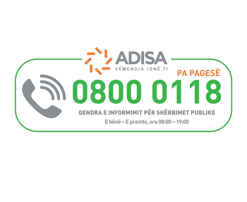 ADISA_Al's tweet image. ADISA gjithnjë e më pranë qytetarëve!

👉Në 15 Qendrat e Integruara ADISA, ofrohet asistencë e plotë për 472 shërbime online nëpërmjet portalit 
@e_albania_ . 
👉Qendra e Informimit ADISA 📞0800 0118, ofron asistencë dhe info të detajuar në kohë reale për mbi 1000 shërbime.