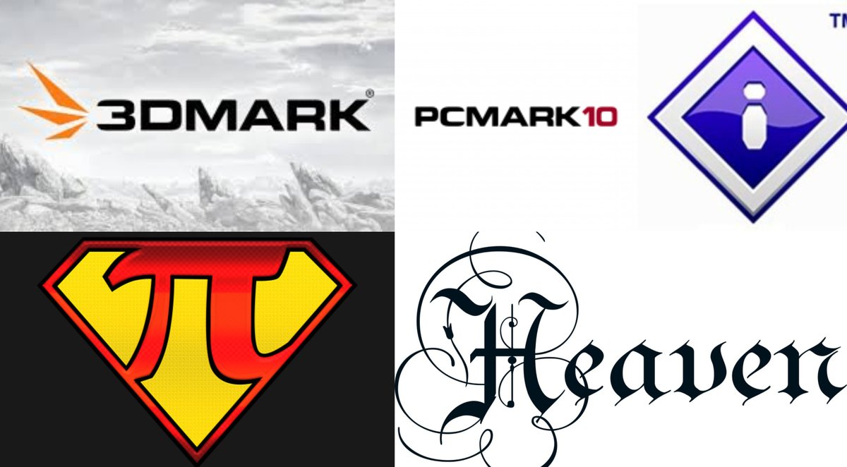 RADES_SMIR1's tweet photo. Estamos cogiendo información de algunas aplicaciones/ programas de benchmarking. En este collage hemos puesto las cinco aplicaciones las cuales hemos buscado información. Unigine Heaven, PCMARK10, Super Pi, SiSoftware Sandra y  3DMark.#FP #SMIR #proyectoBenchmarking @fppracticas https://t.co/E8X9tKCFn3