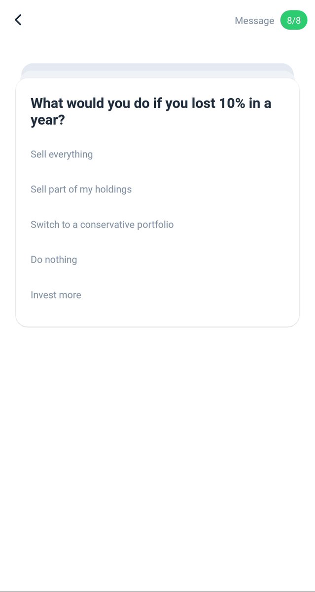 Jawab semula 8 soalan-soalan ni:5. Your income sources (current and future) are?6. How familiar are you with investing?7. Describe your attitude towards investing?8. What would you do if you lost 10% in a year?