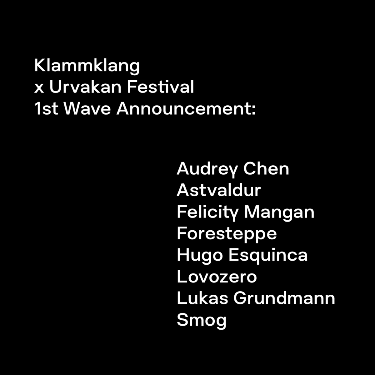 This year we join the curatorial team of Urvakan Festival 2020, and a part of our input is already included in the first wave of artists' announcement featuring @lovozero_, Foresteppe, @fmangan1 & many more Info & tickets at urvakan.com