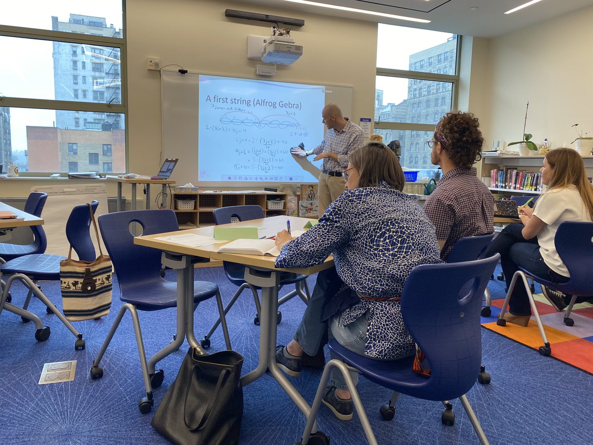 bnunesTeach's tweet photo. 5th-8th grade teachers at @The_School engage in conversations about ways to use algebraic number strings to bridge ES and MS math. #inspired @BenPeledMath https://t.co/9jdGsF8CXc