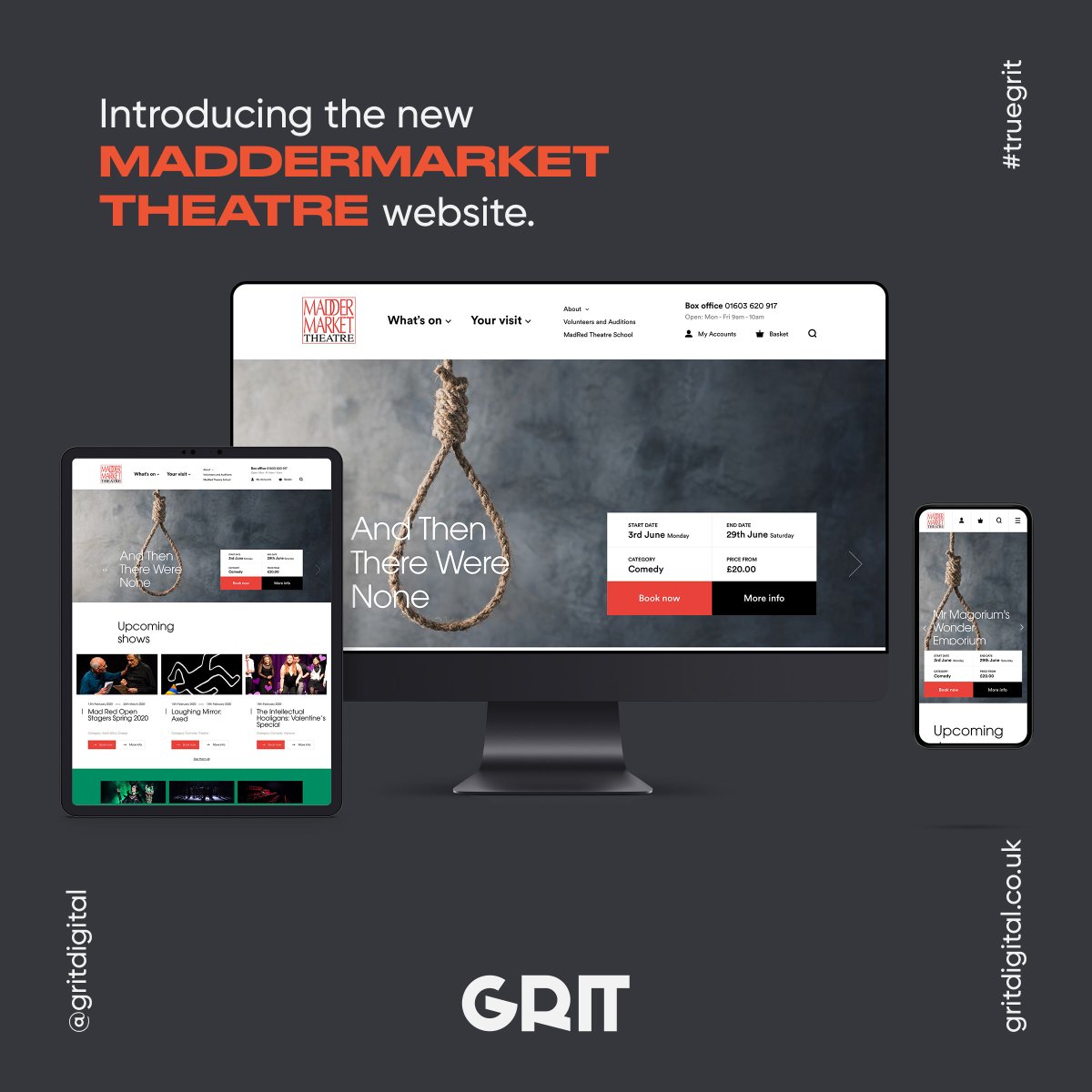 gritdigital's tweet photo. We are over-the-moon to have worked with the team at @maddermarket_theatre in the heart of #ourfinecity 🎭

To find out more, head over to their new and improved site at: https://t.co/iBfIBEtBit

#truegrit #maddermarkettheatre https://t.co/faBa3T1jOX