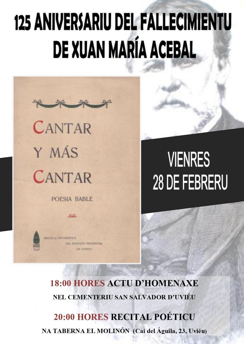 Actu n'Uviéu polos 125 años de la muerte de Xuan María Acebal vertigu.com/2020/02/125-an…
