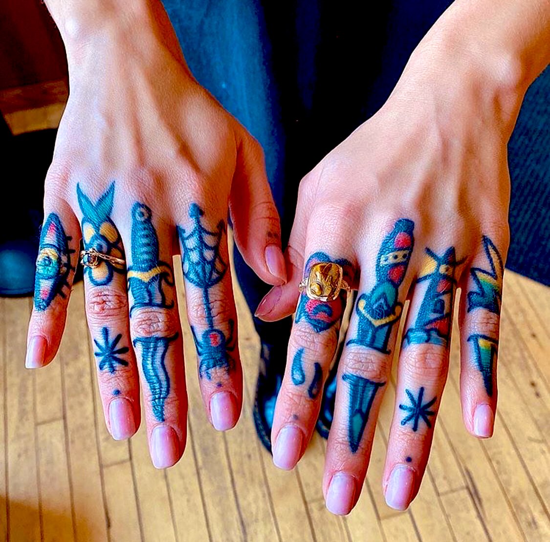 Old School Tattoo on Twitter: "Fancy Fingers #traditional #tattoo #oldschool #girl https://t.co/TX371nkWvw" / X