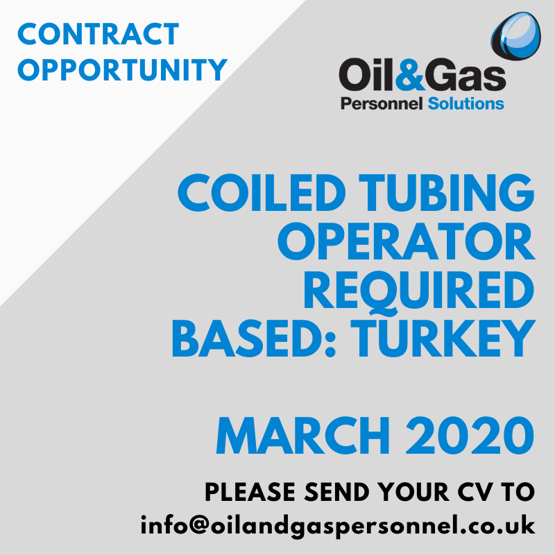 🆕  ‼️  🆕  ‼️  🆕  

🔎 CT Operators required for contract work
🗺️ Turkey
🗓️ March 2020
💻 Please submit your CV via bit.ly/CV-to-Oil-and-…
📧 If the above link isn't working you can also email to info@oilandgaspersonnel.co.uk