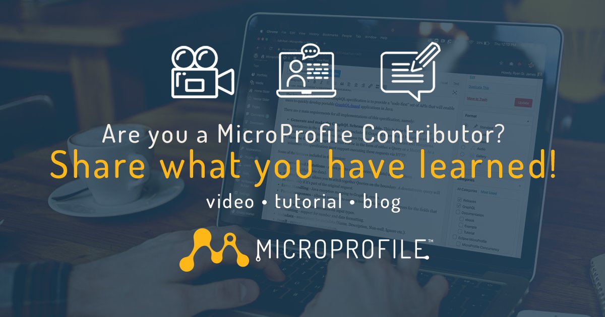 MicroProfileIO's tweet photo. #MicroProfileContributors have you shared what you have learned with
@MicroProfileIO ๐yet? Submit your #MicroProfile videos/tutorials/blogs to the #MicroProfileBlog by using the guidelines found here: https://t.co/Y2bd7yGbRk
#MPcollaboration #opensource https://t.co/DQLK0FLBTB