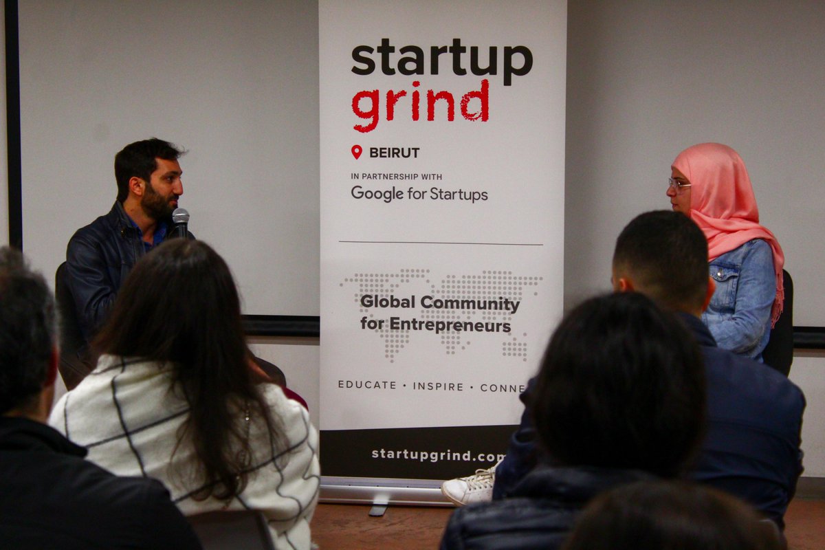 startupgrindbey's tweet photo. Our first fireside chat of the year! Thank you Maurice for sharing your story and the journey leading up to founding @feel22beauty! 
Big thanks to our community partner and host since day 1, the beautiful Beirut Digital District @BeirutDigitalD ❤️ https://t.co/chSHoaj4dO