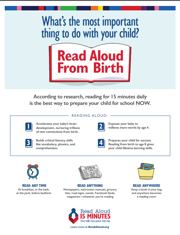 LVReads2025's tweet photo. Read aloud to children for 15 minutes every day! 🧠🗨️📗 #lvreads #LVReadsaMillion @ReadAloud_org https://t.co/IPzwa3mGPp