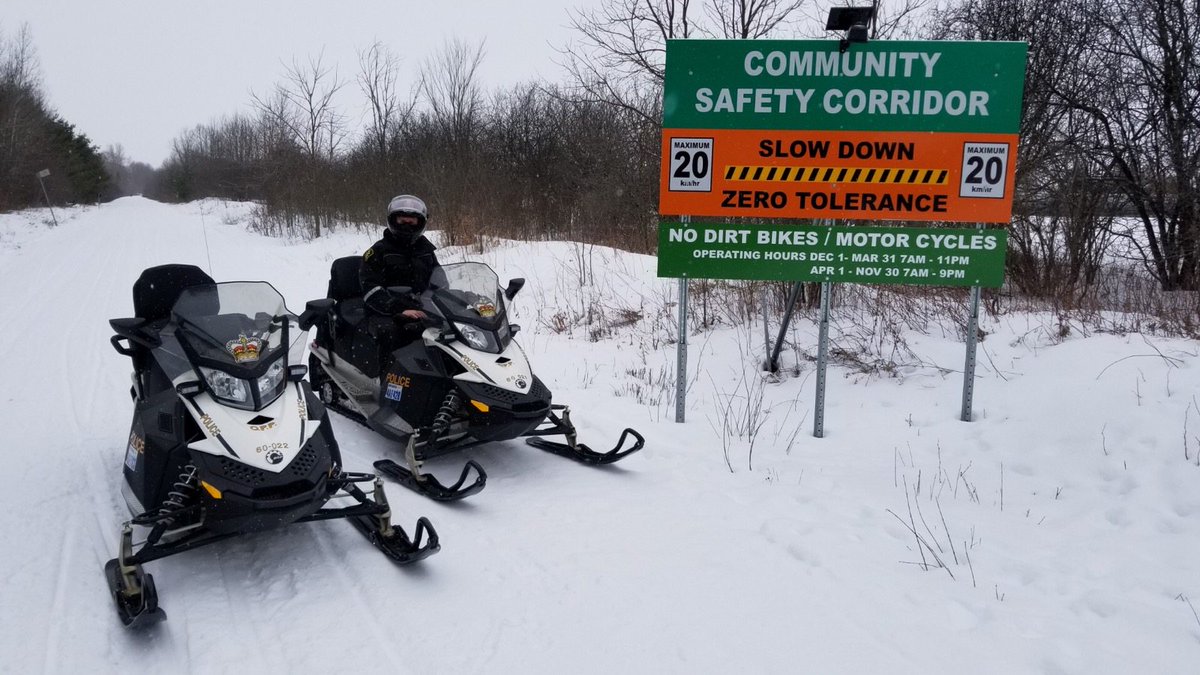 OPP_ER's tweet photo. #LanarkOPP have conducted over 120 hours of snowmobile patrol across the county since the start of this year. Please respect the posted speed limits on the trails and also other users #SledSafe ^jt https://t.co/VZJ4RA8QPl
