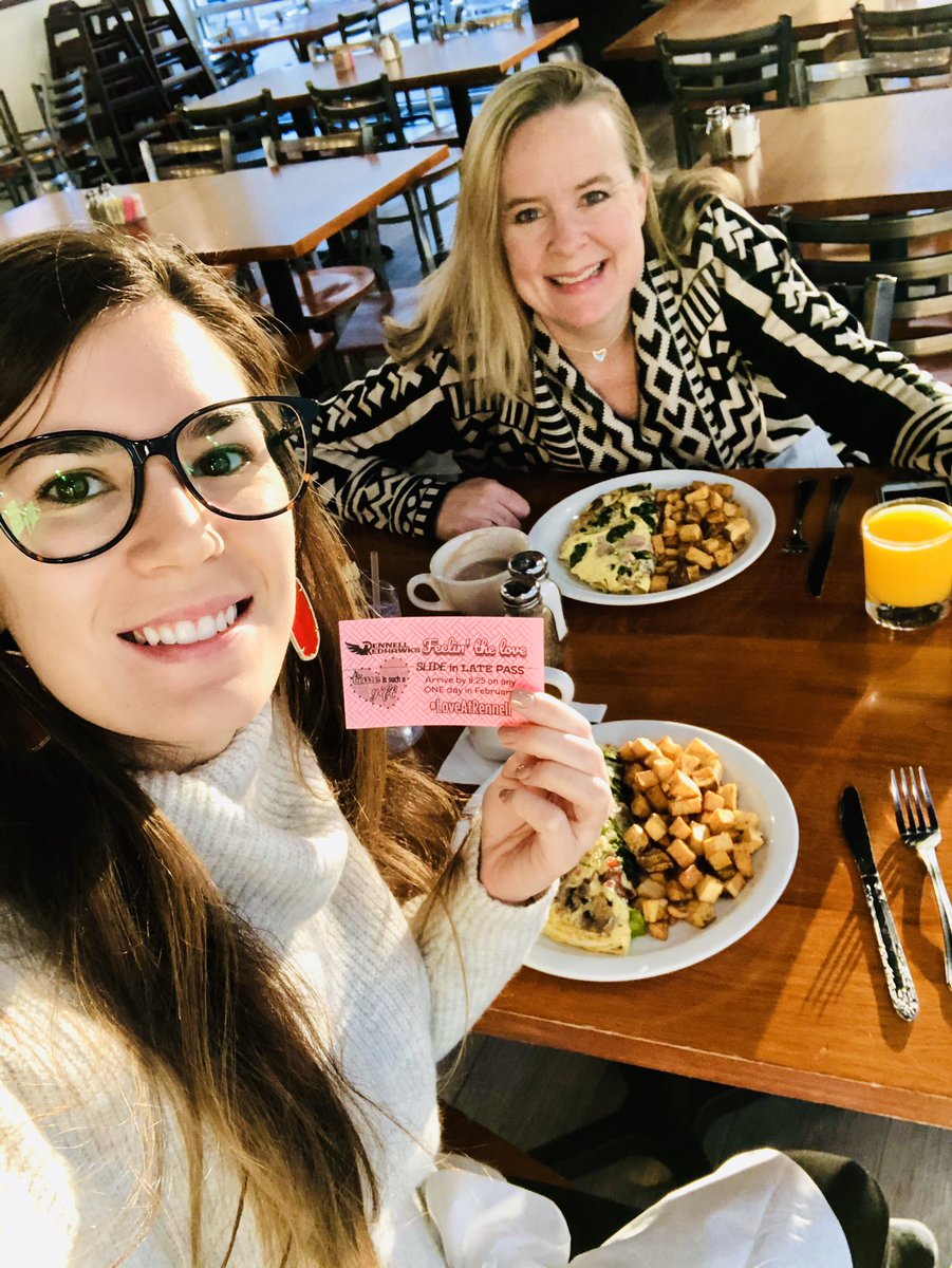 MsLaurell2nd's tweet photo. Since we earned a “slide in late” pass, we figured why sleep in when we could have a breakfast date?! What better way to start a day than with the best partner ever and getting to drink my coffee while it’s still hot 😂 #WeAreRennell https://t.co/nRMPffVs4I