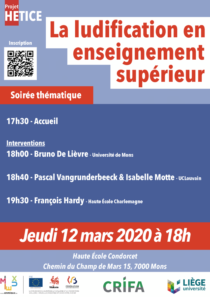 Projet_HETICE's tweet photo. Séminaire @Projet_HETICE "La ludification dans l'ens. sup." du 12 mars : @zmotte et @vgpascal (@UCLouvain_be / @LouvainLL) nous partagerons leur expérience de conception et d'animation de 2 #escape #game à vocation pédagogique. Infos &amp; inscriptions : https://t.co/pf35ql4epq #SYT https://t.co/TNLzg1Qsjc