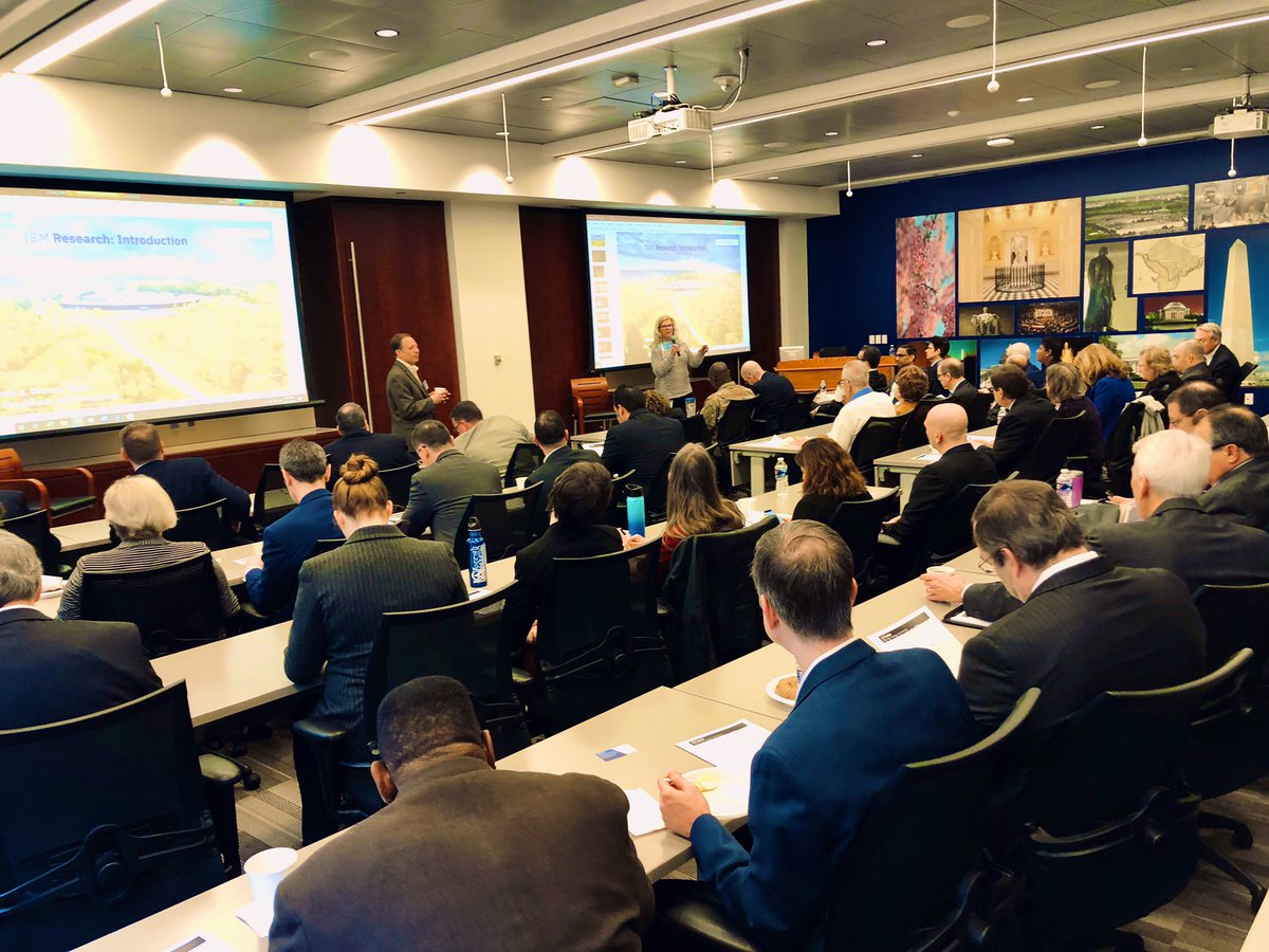 martyhoran144's tweet photo. Frank Stein & Susan Murphy welcome overflow crowd for #IBMA3 session on the future of #AI computing technology. #CognitiveEra #IBMResearch #SmarterGovernment #IBMFederal #IBMPublic #IBMWatson #IBMSummitDC #IBMSummitProgram https://t.co/2YztQsNulp