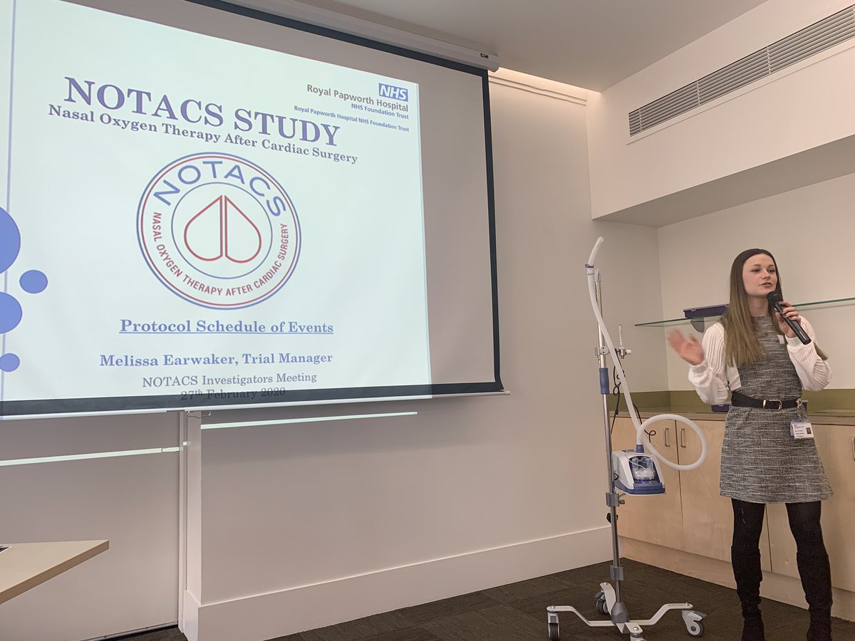 NOTACS_Study's tweet image. Our trial manager Melissa Earwaker is the next to present today. She will be talking about the schedule of events within our trial 👍🏼 #NOTACSIM2020