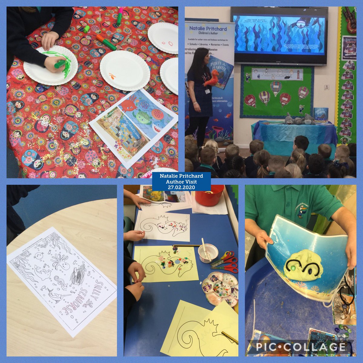 Heronswood_Sch's tweet image. Reception loved the visit from Natalie Pritchard author of ‘Sully the Seahorse’ &amp;amp; ‘ Monty the Manatee’. She shared both stories with us &amp;amp; KS1 and we did lots of lovely sea themed activities. 🦑🦀🐠🐬🐳#EYFS #reading #eyfsreading #loveofreading