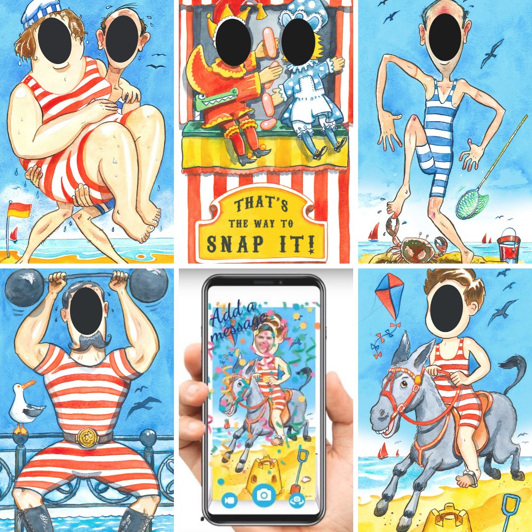 We can't let #NationalRetroDay pass without looking back on our Great  British seaside culture ⛱️ The birthplace of Photo Cutout boards  https://t.co/XjFQAJwYp2 #retro #vintage #British #seaside #nostalgia  #peepboards #photocutouts #faceintheholeboards, image size:1080x1080