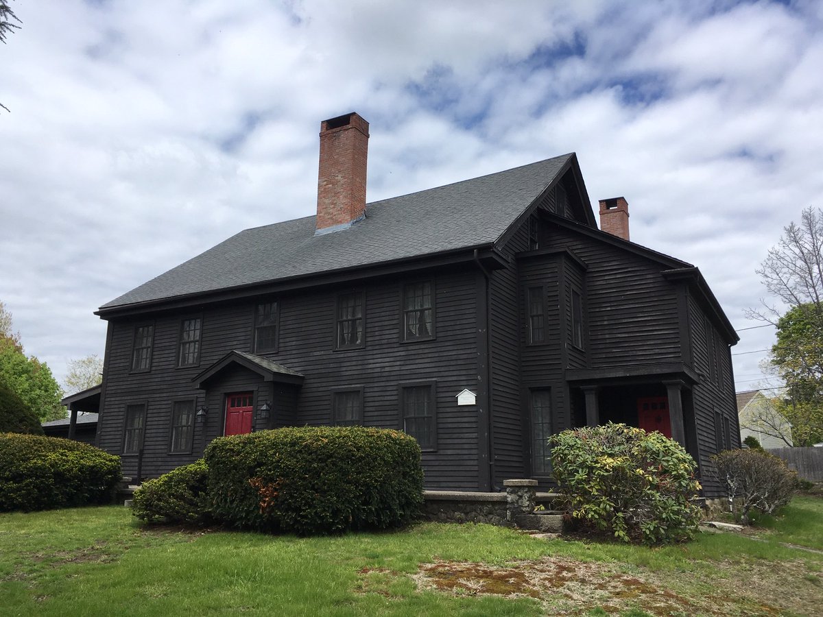 out around the old town, in what were the tiny little colonial villages of the Massachusetts Bay Colony, are many more such houses: this one, with the classic ULTRASPOOKY paint job, was built by the son of John Proctor, who was executed during the trials...