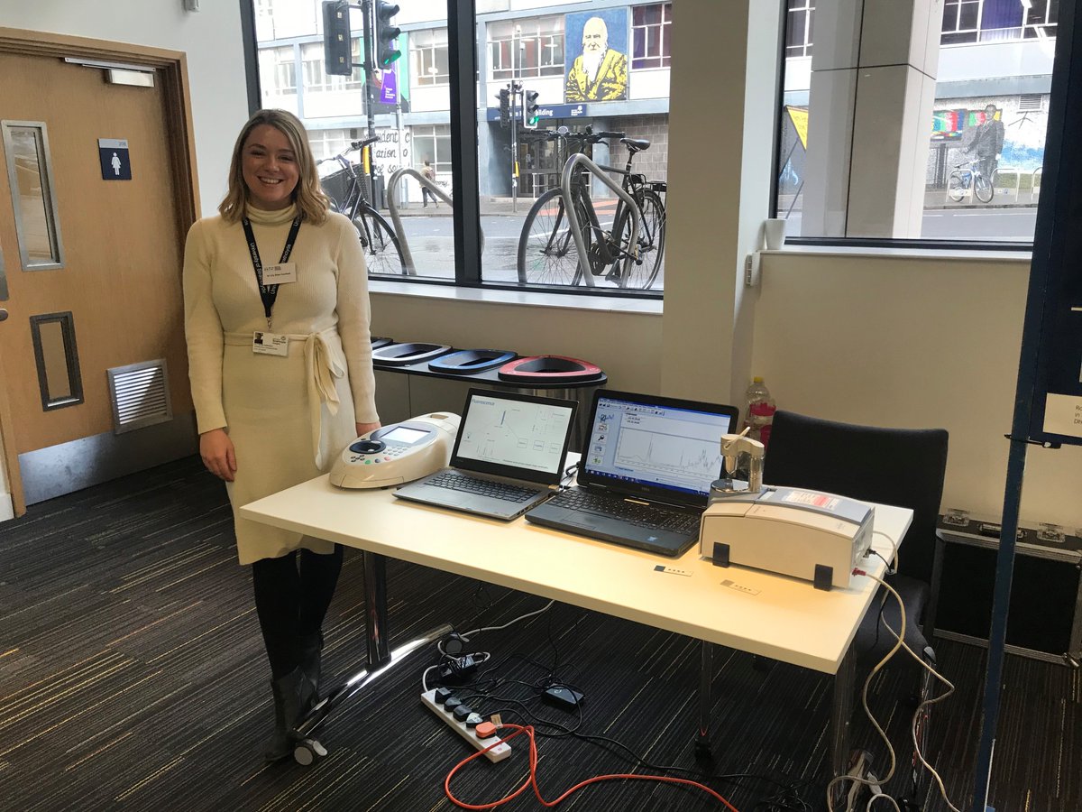 Lily Confield exhibiting Spectroscopy for Medical Diagnostics at Medical Research Scotland's "Meet the Researcher Showcase" which is being held for S5 and S6 pupils interested in a career in a STEM subject. <a href="/MedDevicesCDT/">Medical Devices CDT</a> <a href="/StrathBiomedEng/">Biomed Engineering</a>